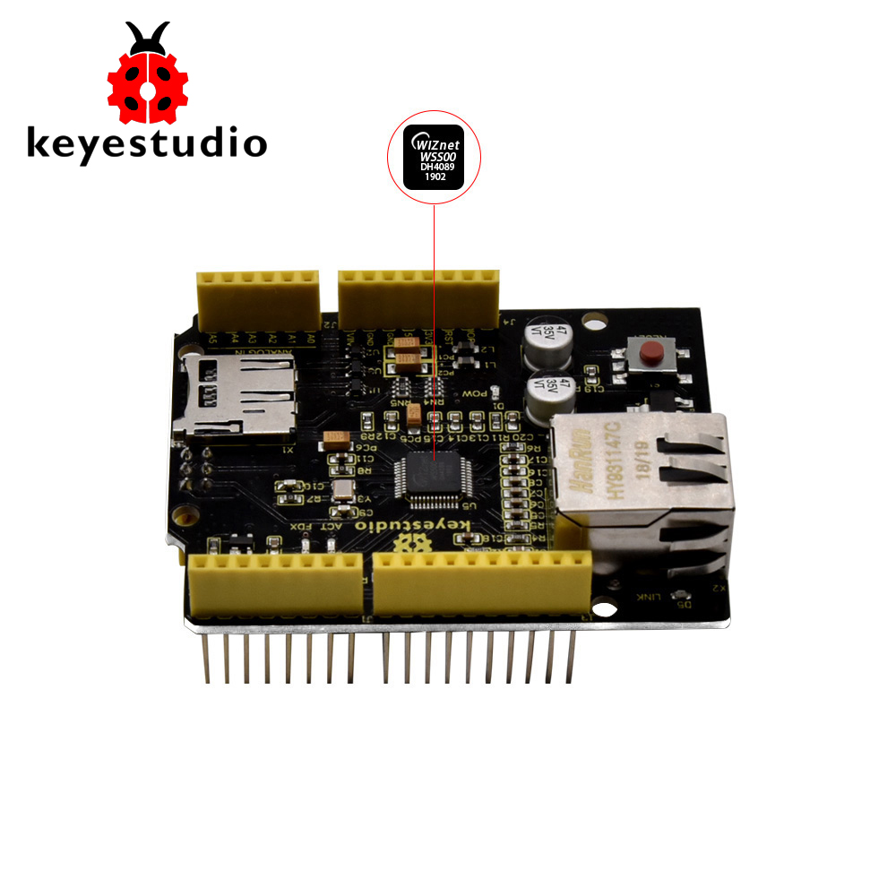 Ethernet W5500 - Keyestudio W5500 Ethernet Shield Ethernet-besturingsuitbreidingskaart voor