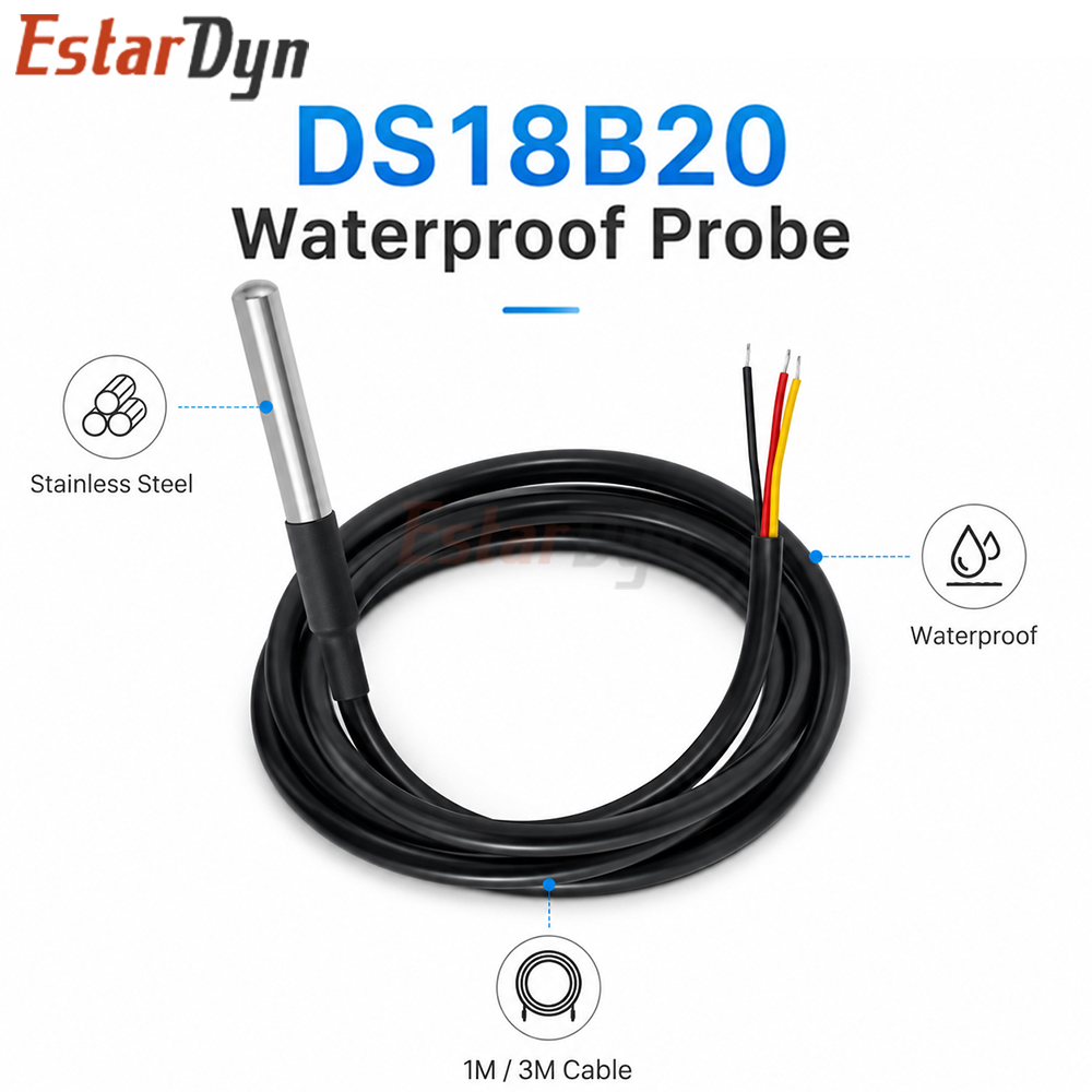 Ds18B20 - Estardyn DS18B20 Waterdichte Digitale Temperatuursensor 1M