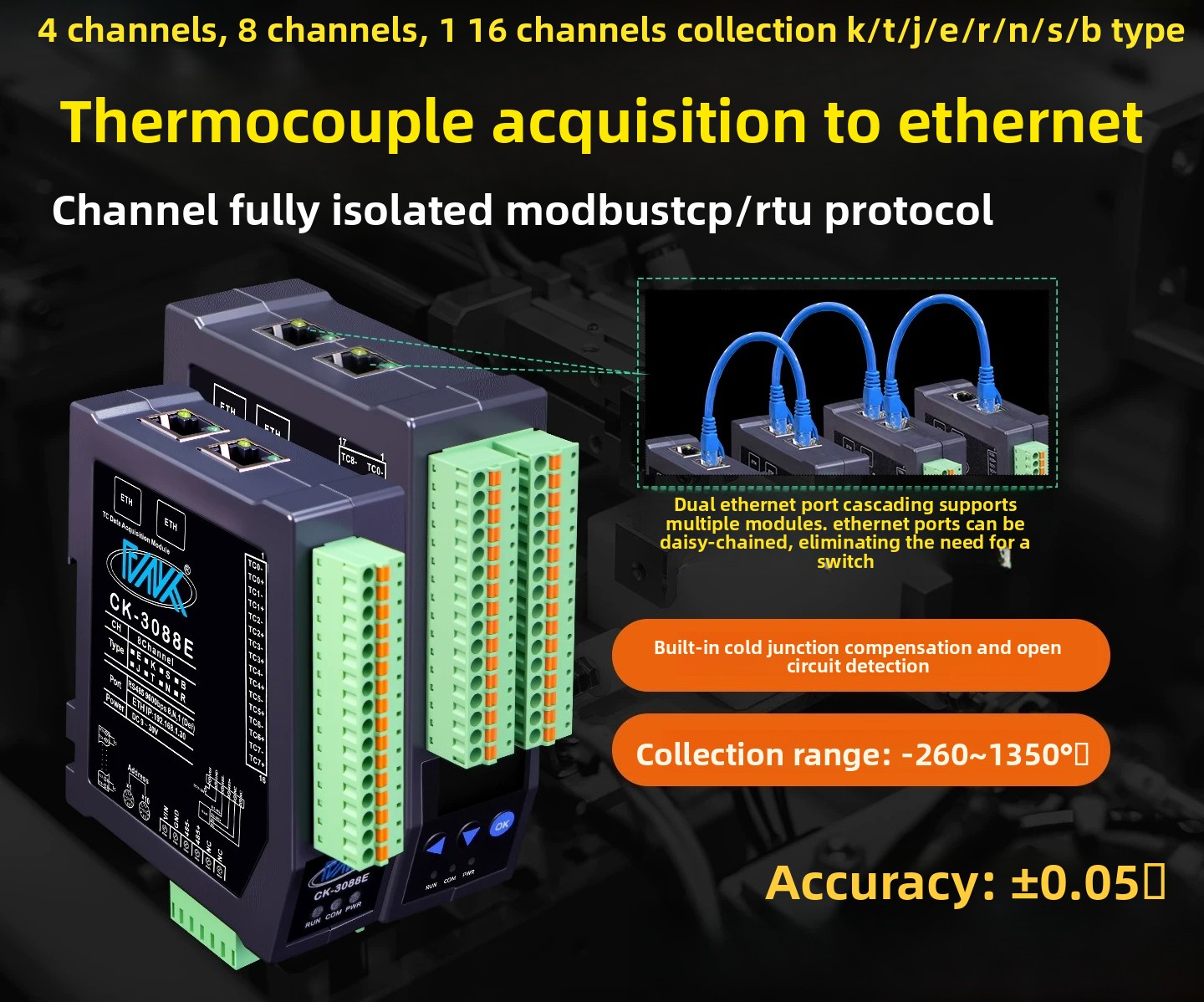 Thermocouple Module K Type - van toepassing op 8CH volledig geïsoleerde