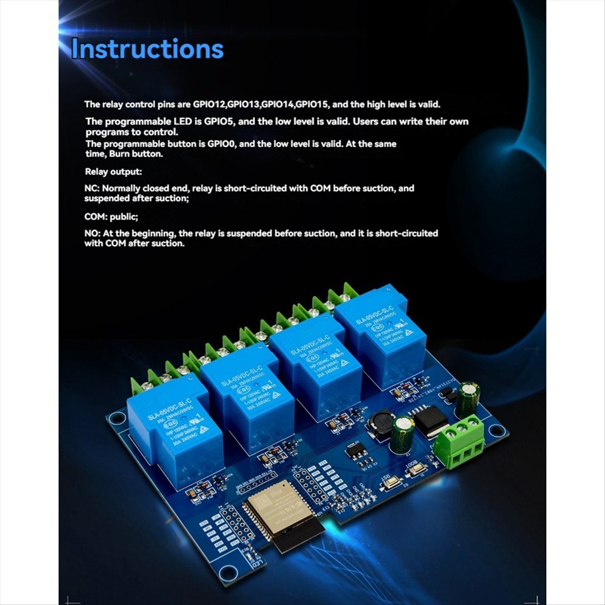 Relay Module 4 Channel - (AD11] 4-kanaals relaismodule 30A DC7-28/5V WIFI