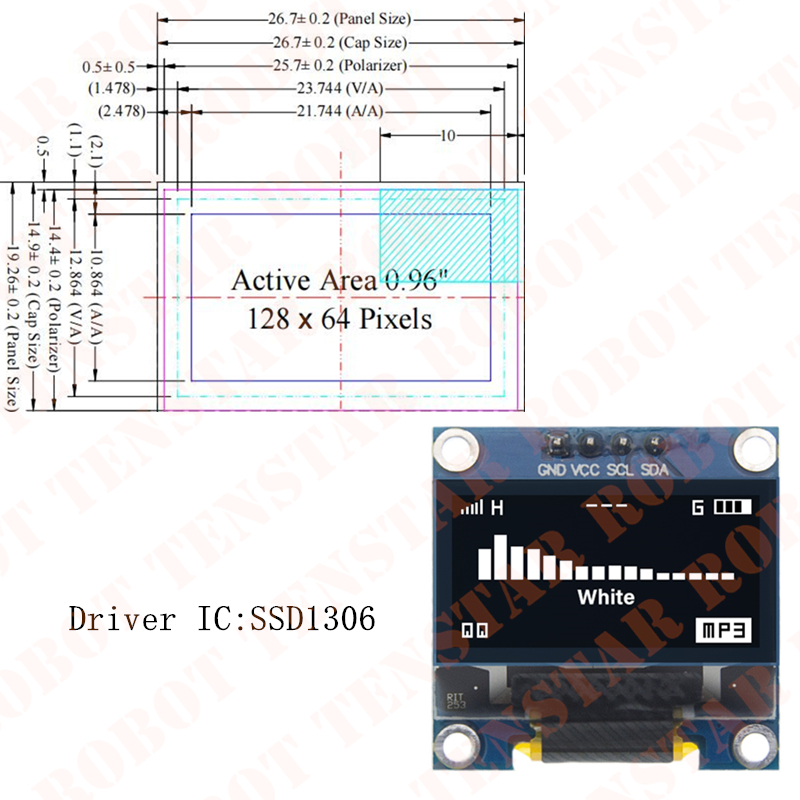 TENSTAR 0,96 inch OLED SSD1306 - Ssd1306 recensie en prijs