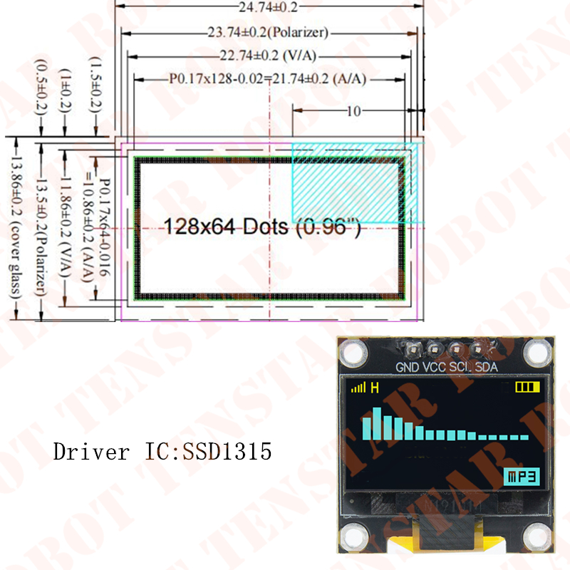 TENSTAR 0,96 inch OLED SSD1306 - Ssd1306 recensie en prijs