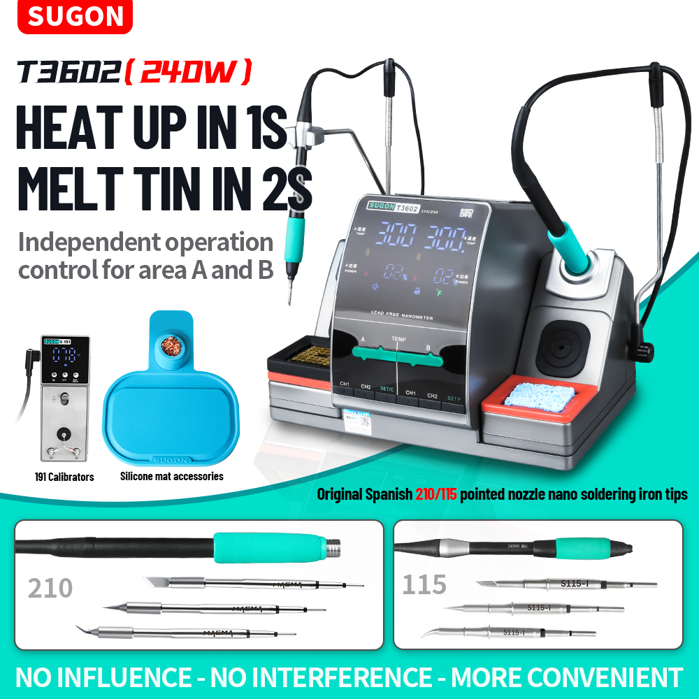 SUGON T3602 240W Soldeerstatio - Soldering Iron Temperature Probe recensie en prijs
