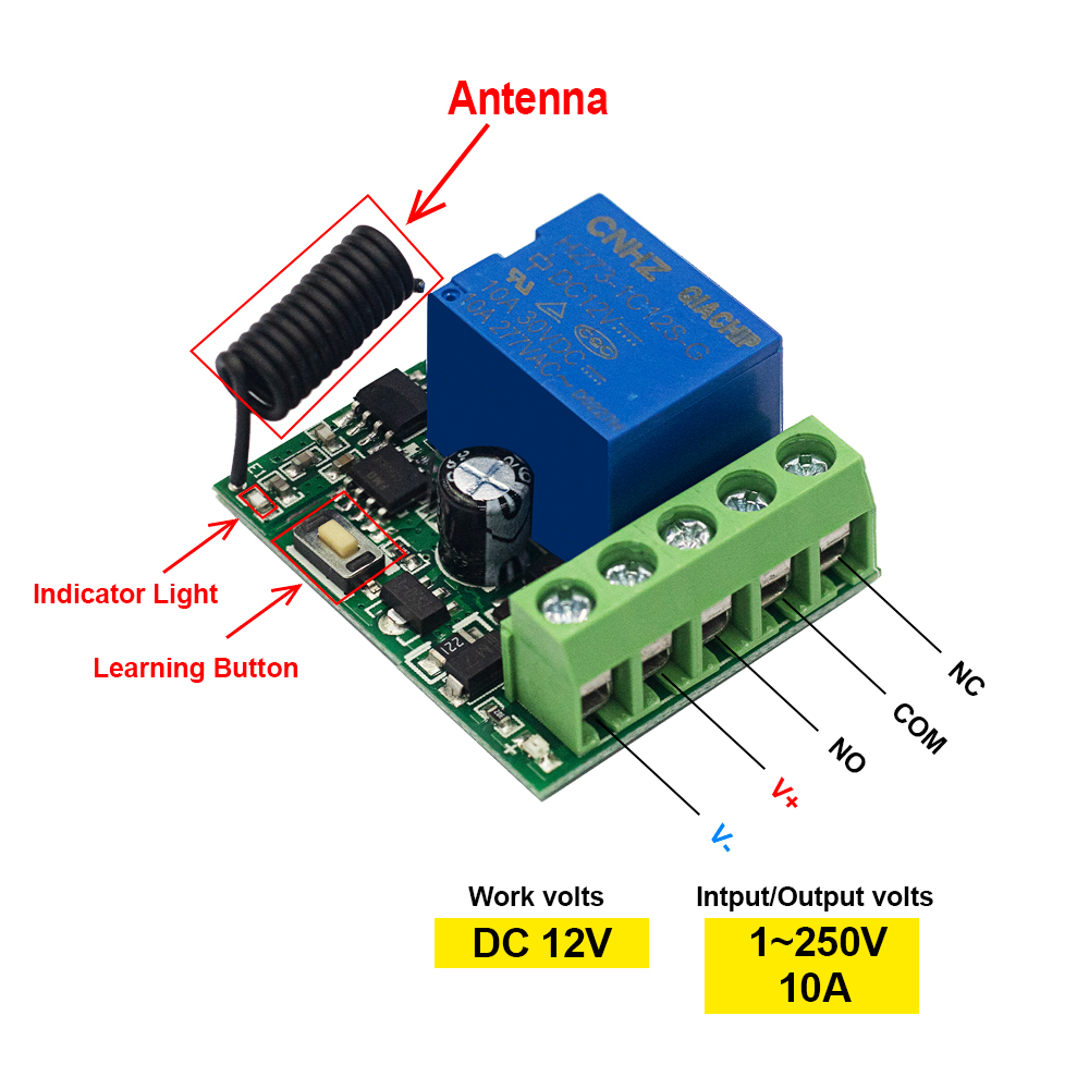 QIACHIP 433MHz DC 12V Draadloz - Relay Module 4 Channel recensie en prijs